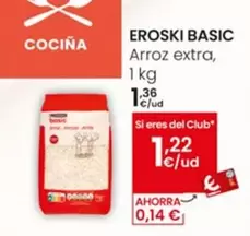 Oferta de Eroski Basic - Arroz Extra por 1,36€ en Eroski