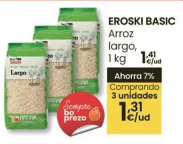 Oferta de Eroski Basic - Arroz Largo por 1,41€ en Eroski