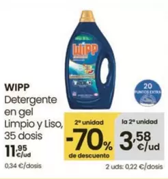 Oferta de Wipp - Detergente En Gel Limpio Y Liso por 11,95€ en Eroski