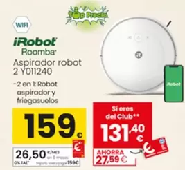 Oferta de Irobot - Aspirador Robot 2 Y011240 por 159€ en Eroski