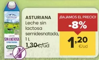 Oferta de La Asturiana - Leche Sin Lactosa Semidesnatada por 1,2€ en Autoservicios Familia