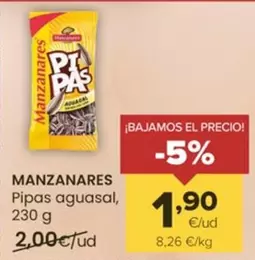 Oferta de Manzanares - Pipas Aguasal por 1,9€ en Autoservicios Familia