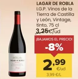 Oferta de Lagar de la Robla - I.G.P. Vinos De La Tierra De Castilla Y León, Vintage, Tinto por 2,99€ en Autoservicios Familia