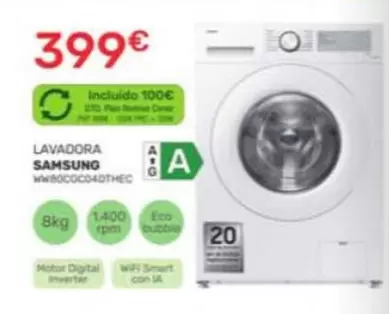 Oferta de Samsung - Lavadora por 399€ en Cenor