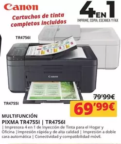 Oferta de Canon - Multifuncion Pixma Tr4755i por 69,99€ en Dynos Informática