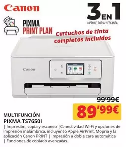 Oferta de Canon - Multifuncion Pixma Ts76501 por 89,99€ en Dynos Informática