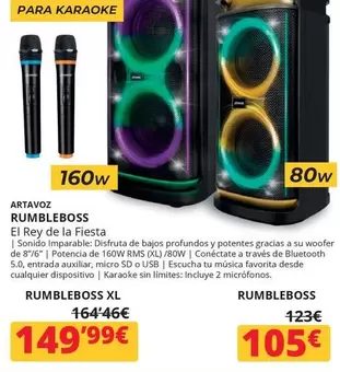 Oferta de Artavoz Rumbleboss El Rey De La Fiesta  por 105€ en Dynos Informática