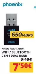 Oferta de Phoenix - Nano Adaptador Wifi/bluetooth 2 En 1 Dual Band por 7,5€ en Dynos Informática