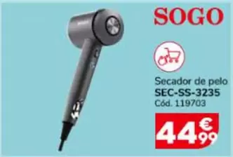 Oferta de Sogo - Secador De Pelo Sec-ss-3235 por 44,99€ en Conforama