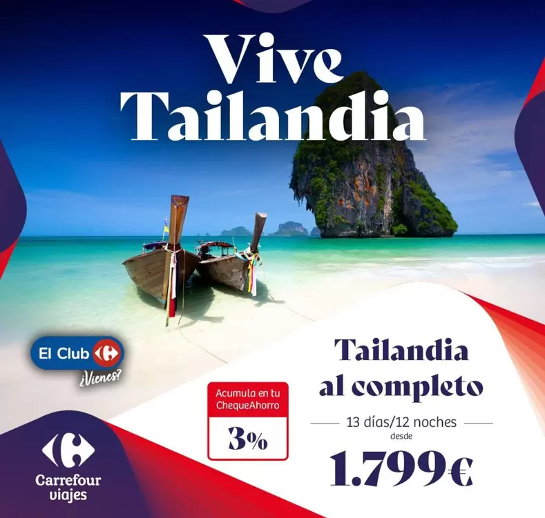 Oferta de Vive - Taillandia Al Completo por 1799€ en Carrefour Viajes