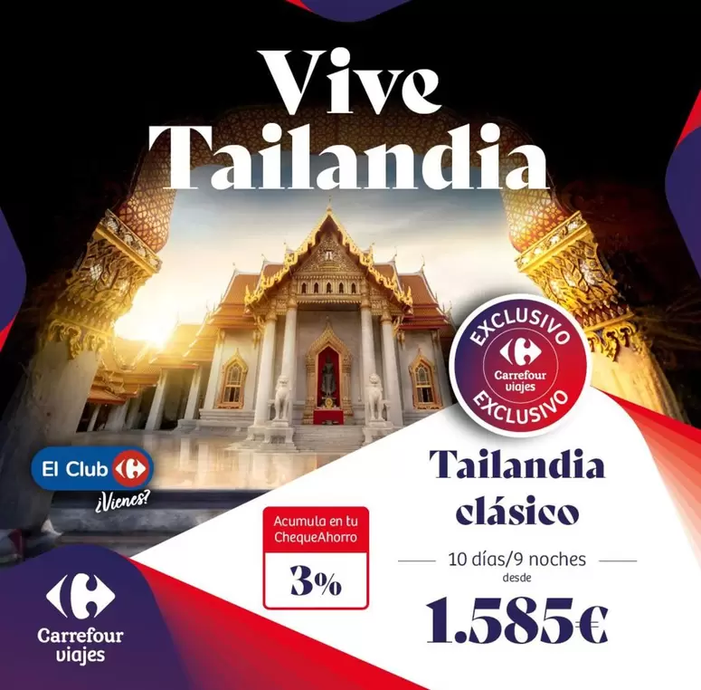 Oferta de Carrefour - Tailandia Clasico por 1585€ en Carrefour Viajes