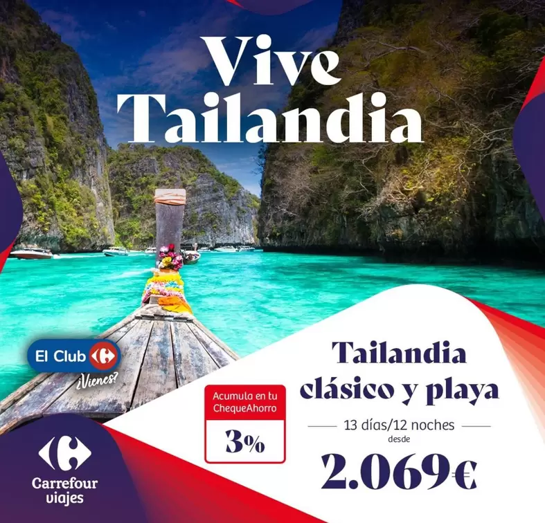 Oferta de Vive - Tailandia Clasico Y Playa por 2069€ en Carrefour Viajes