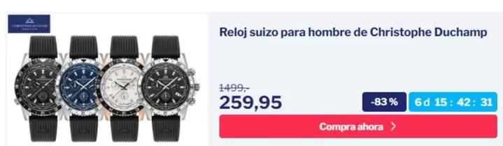 Oferta de Reloj Suizo Para Hombre De Christophe Duchamp por 259,95€ en Outspot