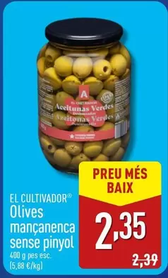 Oferta de El Cultivador - Aceituna Manzanilla Sin Hueso por 2,35€ en ALDI