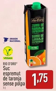 Oferta de Rio D'Oro - Zumo Exprimido De Naranja Sin Pulpa por 1,75€ en ALDI