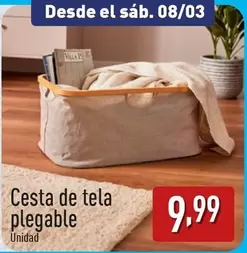 Oferta de Cesta De Tela Plegable por 9,99€ en ALDI