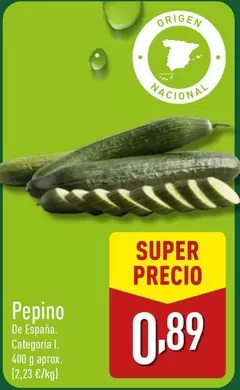 Oferta de Pepino por 0,89€ en ALDI