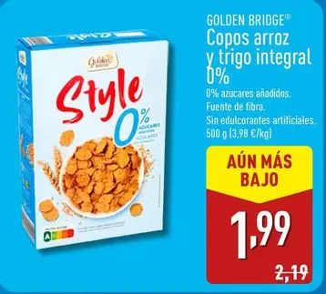 Oferta de Golden Bridge - Copos Arroz Y Trigo Integral 0% Azucares Anadidos por 1,99€ en ALDI