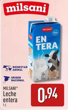 Oferta de Milsani - Leche Entera por 0,94€ en ALDI