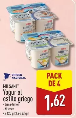 Oferta de Milsani - Yogur Al Estilo Griego por 1,62€ en ALDI