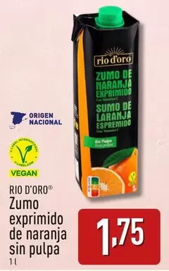 Oferta de Rio D'Oro - Zumo Exprimido De Naranja Sin Pulpa por 1,75€ en ALDI