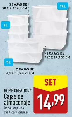 Oferta de Home Creation - Cajas De Almacenaje por 14,99€ en ALDI