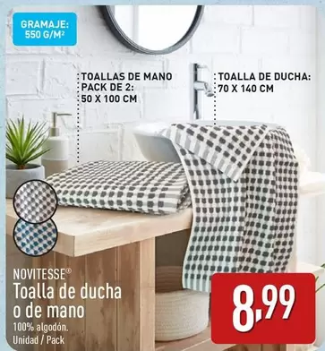 Oferta de Novitesse - Toalla De Ducha O De Mano por 8,99€ en ALDI