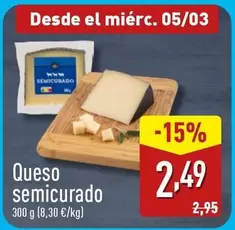 Oferta de Queso Semicurado por 2,49€ en ALDI