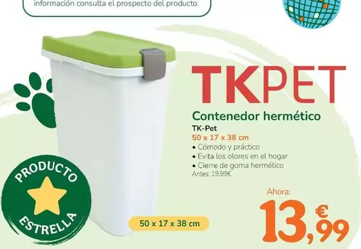 Oferta de Tk-Pet - Contenedor Hermético por 13,99€ en Tiendanimal