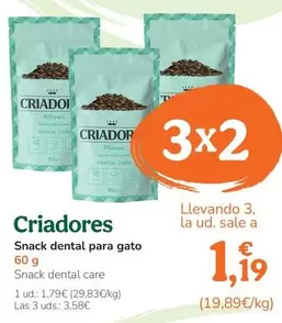 Oferta de Criadores - Snack Dental Para Gato por 1,79€ en Tiendanimal