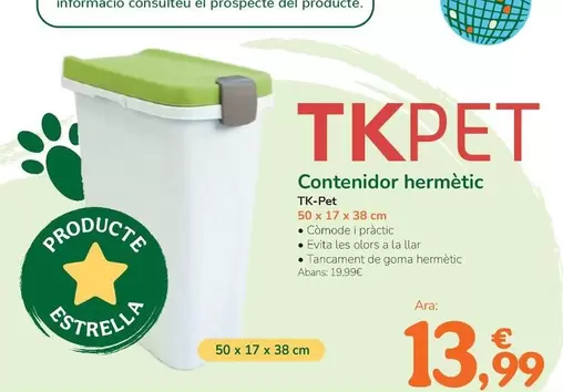 Oferta de Tk-Pet - Contenedor Hermético por 13,99€ en Tiendanimal