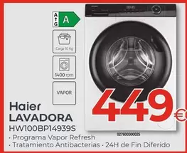 Oferta de Haier - Lavadora HW100BP14939S  por 449€ en Tien 21