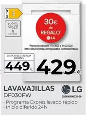 Oferta de LG - Lavavajillas DF030FW  por 429€ en Tien 21