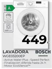 Oferta de Bosch - Lavadora WGE03200EP  por 449€ en Tien 21