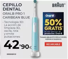 Oferta de Oral B - Cepillo Dental Pro 1 Caribean Blue por 42,9€ en Tien 21