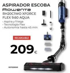 Oferta de Rowenta - Aspirador Escoba RH20C1WO Xforce Flex 9.60 Aqua por 209€ en Tien 21