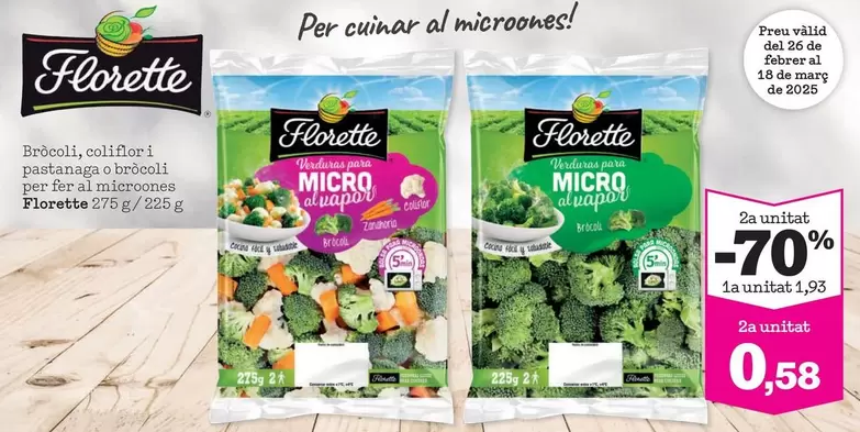 Oferta de Florette - Brocoli/ Coliflor I Pastanaga O Brocoli Per Fer As Microones por 1,93€ en Sorli