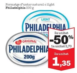 Oferta de Philadelphia - Formatge D'Untar Natural O Light por 2,7€ en Sorli