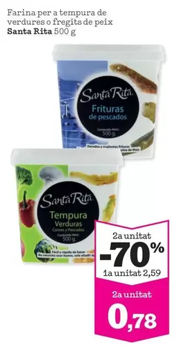 Oferta de Santa Rita - Farina Per A Tempura De Verdures O Fregits De Peix  por 2,59€ en Sorli