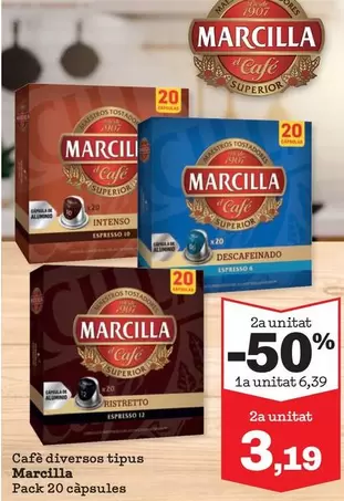 Oferta de Marcilla - Cafe Diversos Tipus por 6,39€ en Sorli