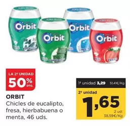 Oferta de Orbit - Chicles De Eucalipto, Fresa, Hierbabuena O Menta por 3,29€ en Alimerka