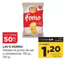 Oferta de Lay's -  Horno Patatas Al Punto De Sal O Campesinas por 1,2€ en Alimerka