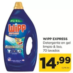 Oferta de WiPP Express - Detergente En Gel Limpio & Liso por 14,99€ en Alimerka