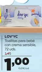 Oferta de Lov'yc - Toallitas Para Bebé Con Crema Sensible por 1€ en Alimerka