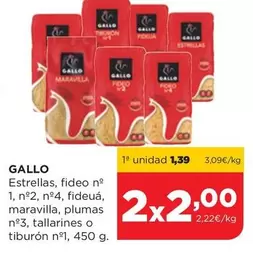 Oferta de Gallo - Estrellas, Fideo N°2 por 1,39€ en Alimerka