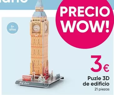 Oferta de Wow - Puzle 3d De Edificio por 3€ en Pepco