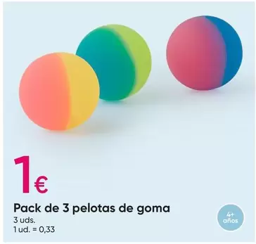 Oferta de Pack De 3 Pelotas De Goma por 1€ en Pepco