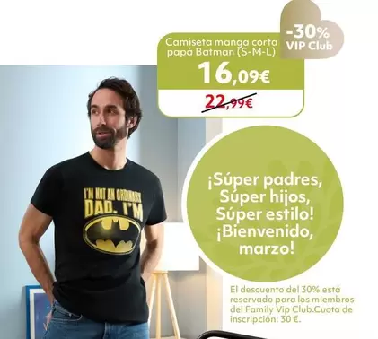 Oferta de Camiseta Manga Corta Papá Batman (S-M-L) por 16,09€ en Prénatal