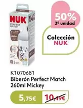 Oferta de Nuk - Biberón Perfect Match Mickey por 5,75€ en Prénatal