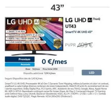 Oferta de LG -  UT43 SmartTV 4K UHD 43" por 499€ en Movistar